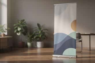 Roll-up publicitaire au design abstrait moderne
