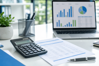 Calculatrice, facture et tableau de TVA pour convertir un prix HT en TTC