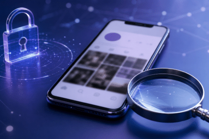 Smartphone avec interface de réseau social générique et symbole de confidentialité
