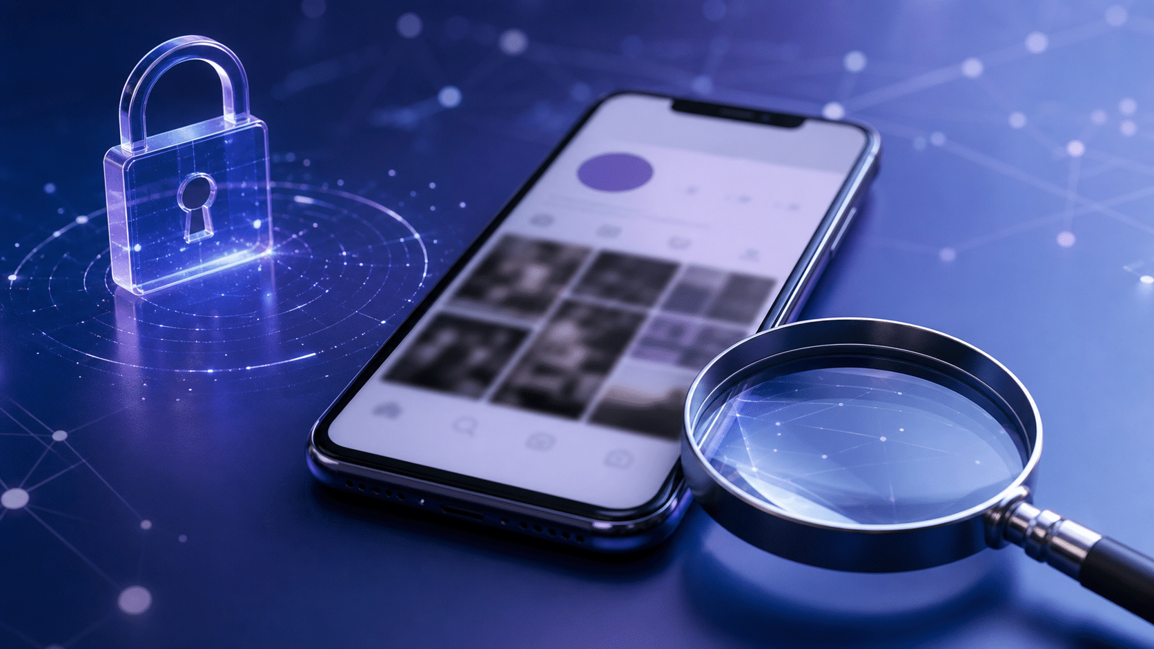 Smartphone avec interface de réseau social générique et symbole de confidentialité